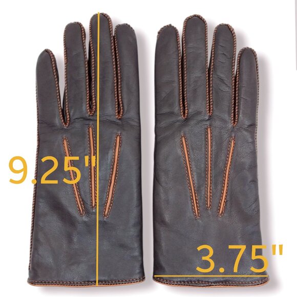 Lauren Ralph Lauren Brown Leather Driving Gloves Size Large Overlock Stitch - Picture 3 of 8